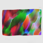 濃い緑と赤のレリーフ、 浮き彫りと深さ ゴルフタオル (横)