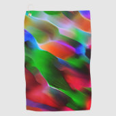 濃い緑と赤のレリーフ、 浮き彫りと深さ ゴルフタオル (正面)