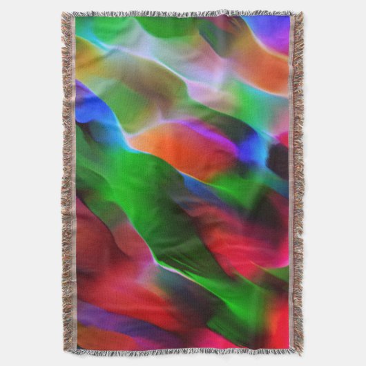 濃い緑と赤のレリーフ、 浮き彫りと深さ スローブランケット (正面縦)