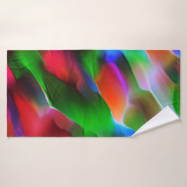 濃い緑と赤のレリーフ、 浮き彫りと深さ バスタオルセット