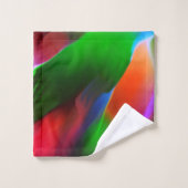 濃い緑と赤のレリーフ、 浮き彫りと深さ バスタオルセット (ウォッシュタオル)