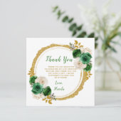 濃い緑と金ゴールドエレガント花誕生会 サンキューカード (スタンド正面)