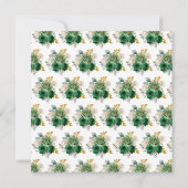 濃い緑と金ゴールドエレガント花誕生会 サンキューカード (裏面)