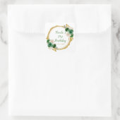 濃い緑と金ゴールドエレガント花誕生会 スクエアシール (バッグ)