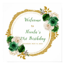 濃い緑と金ゴールドエレガント花誕生会