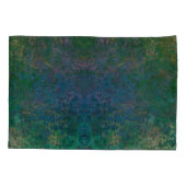 濃い緑と青のアルコールインク抽象芸術 枕カバー (裏面)