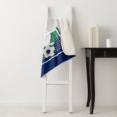 濃い緑と青のサッカーボール シェルパブランケット (インサイチュ)