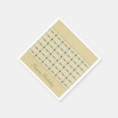 濃い緑と青の繊細なフローラデザイン スタンダードカクテルナプキン (角)