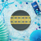 濃い緑と黄色 ペーパープレート (パーティー)