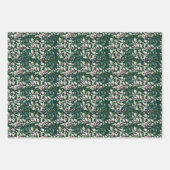 濃い緑にピンクのポインセチア花 ラッピングペーパーシート (正面3)