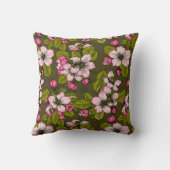 濃い緑にリンゴの花 クッション (裏面)