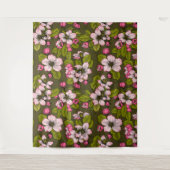 濃い緑にリンゴの花 タペストリー (正面)