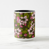 濃い緑にリンゴの花 マグカップ (中央)