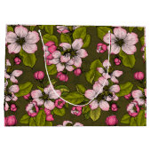 濃い緑にリンゴの花 ラージペーパーバッグ (裏面)