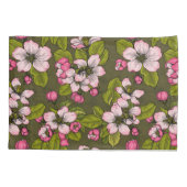 濃い緑にリンゴの花 枕カバー (裏面-左)