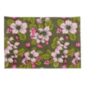 濃い緑にリンゴの花 枕カバー (裏面-右)