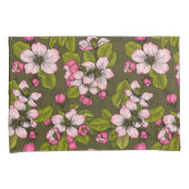 濃い緑にリンゴの花 枕カバー (正面右)