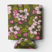 濃い緑にリンゴの花 缶クーラー (裏面)