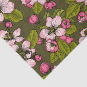 濃い緑にリンゴの花 薄葉紙 (詳細)