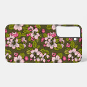 濃い緑にリンゴの花 SAMSUNG GALAXYケース (裏面横)