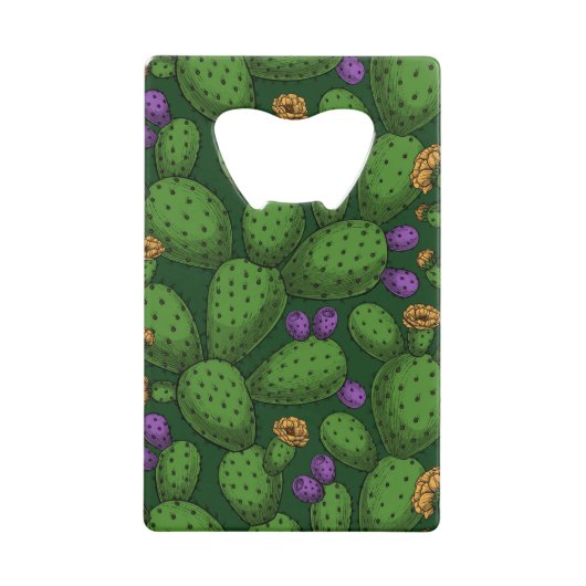 濃い緑に咲くオプンティア クレジットカード栓抜き (正面)