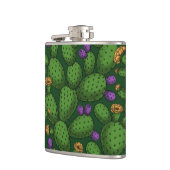 濃い緑に咲くオプンティア フラスク (左)