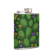 濃い緑に咲くオプンティア フラスク (右)