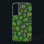 濃い緑に咲くオプンティア SAMSUNG GALAXY S22 ケース<br><div class="desc">開花式オプンティアを持つ手描きベクトルパターン</div>