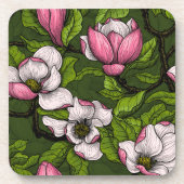 濃い緑に咲くマグノリア コースター (正面)