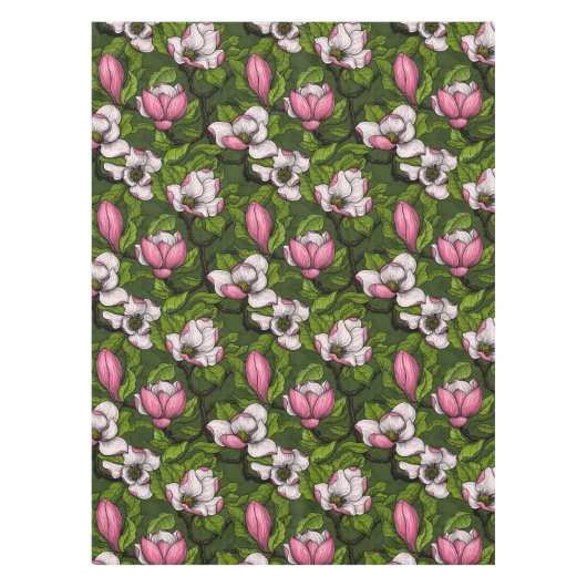濃い緑に咲くマグノリア テーブルクロス (正面)