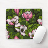 濃い緑に咲くマグノリア マウスパッド (マウス)