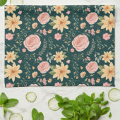 濃い緑のエレガントヴィンテージ キッチンタオル (折り畳み)