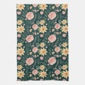 濃い緑のエレガントヴィンテージ キッチンタオル (縦)