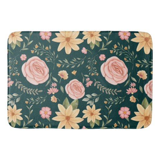 濃い緑のエレガントヴィンテージ バスマット (正面)