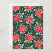濃い緑のエレガント赤い水の色ポインセチア 招待状 (裏面)