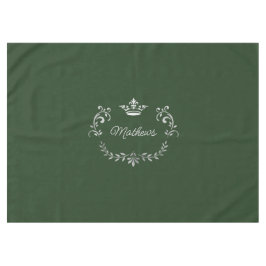 濃い緑のクラウンクレストパーソナライズされた テーブルクロス
