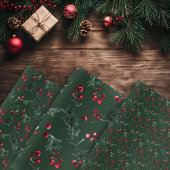 濃い緑のクリスマスウォーター素朴カラーパインボー ラッピングペーパーシート