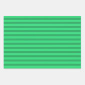 濃い緑のクリスマスストライプと明モダンるい緑 ラッピングペーパーシート (正面)