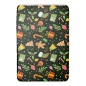 濃い緑のクリスマス抽象芸術パターン バスマット (正面縦)