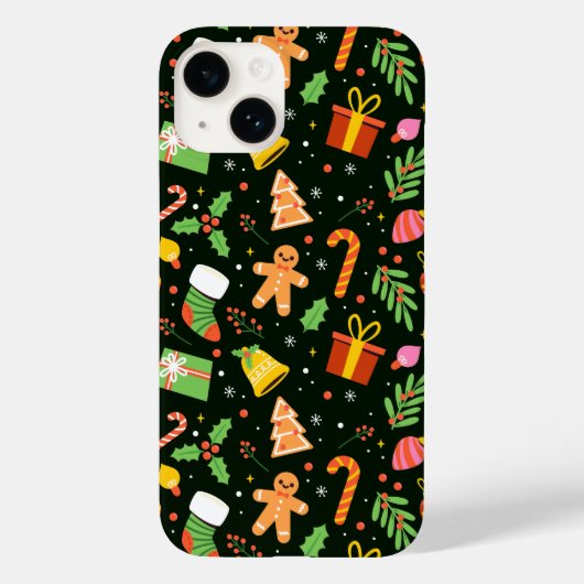 濃い緑のクリスマス抽象芸術パターン Case-Mate iPhoneケース (裏面)