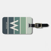 濃い緑のグラデーションストライプのモノグラム個人 ラゲッジタグ (正面横)