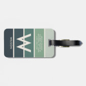 濃い緑のグラデーションストライプのモノグラム個人 ラゲッジタグ (裏面横)