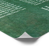 濃い緑のグランジ披露宴座席表 ポスター (角)