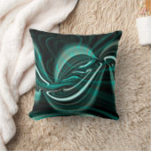 濃い緑のシアンの曲線と波紋の結晶 クッション (ブランケット)