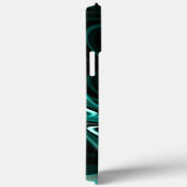 濃い緑のシアンの曲線と波紋の結晶 Case-Mate iPhoneケース (裏面 / 右)