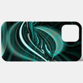濃い緑のシアンの曲線と波紋の結晶 Case-Mate iPhoneケース (裏面 (横))