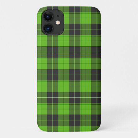 濃い緑のシンプルなタータン柄 Case-Mate iPhoneケース (裏面)