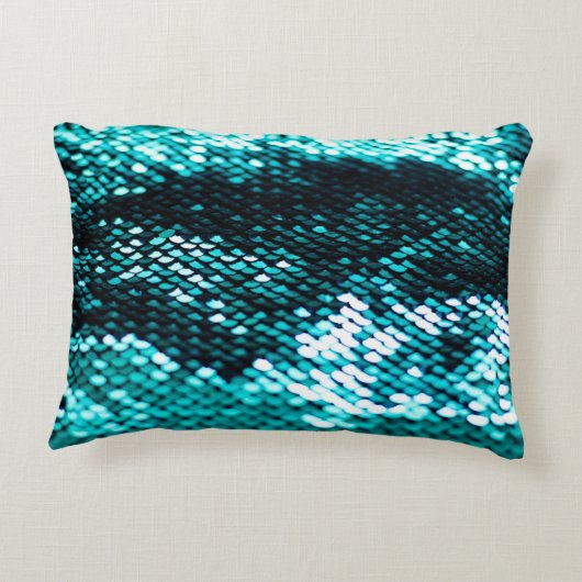 濃い緑のシークインの光沢のあるテクスチャ アクセントクッション (裏面)