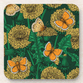 濃い緑のタンポポ草原 コースター (正面)