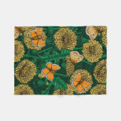 濃い緑のタンポポ草原 フリースブランケット (正面(横))